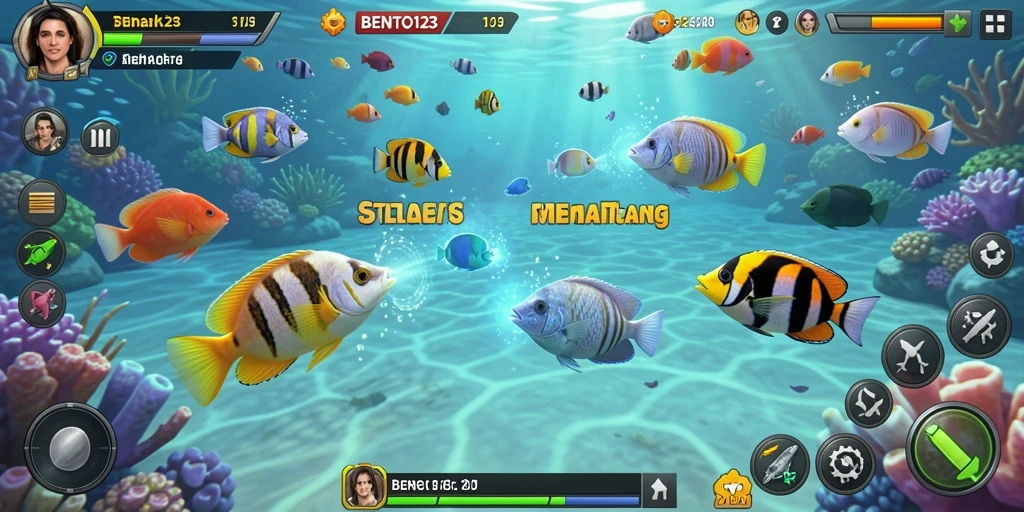 Gameplay seru BENTO123 dengan menembak ikan.