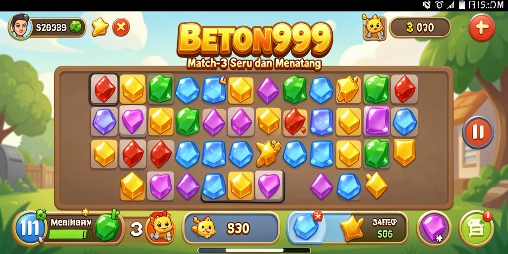 Tangkapan layar yang menampilkan aksi gameplay Match-3 di BETON999.