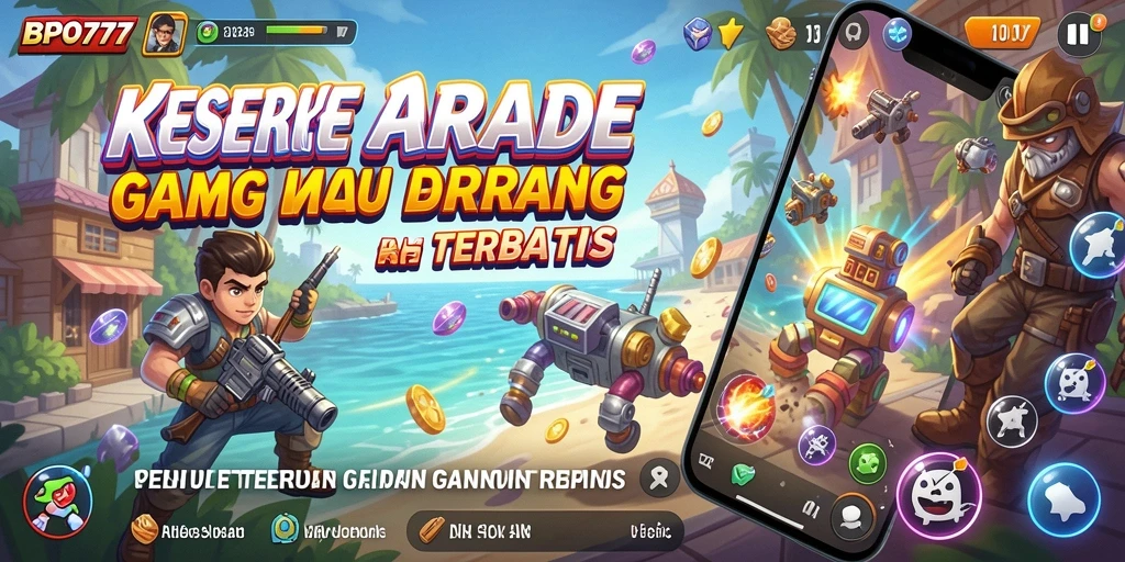 Screenshot utama BPO777 menampilkan aksi gameplay Arcade yang seru.
