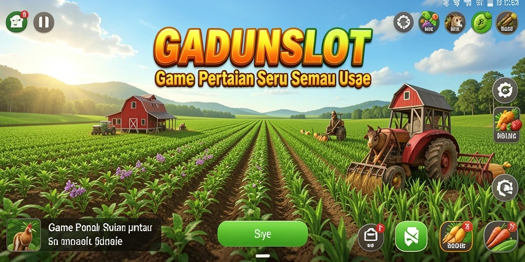 Tampilan gameplay menarik di GADUNSLOT dengan berbagai aktivitas pertanian.