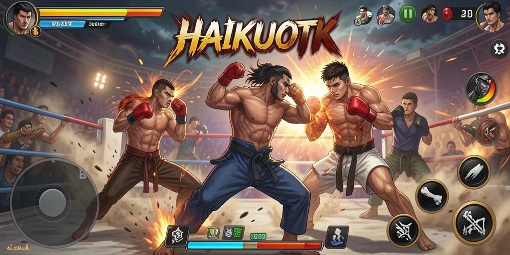 Gameplay HAIKUOTK yang mendebarkan saat pertarungan berlangsung.