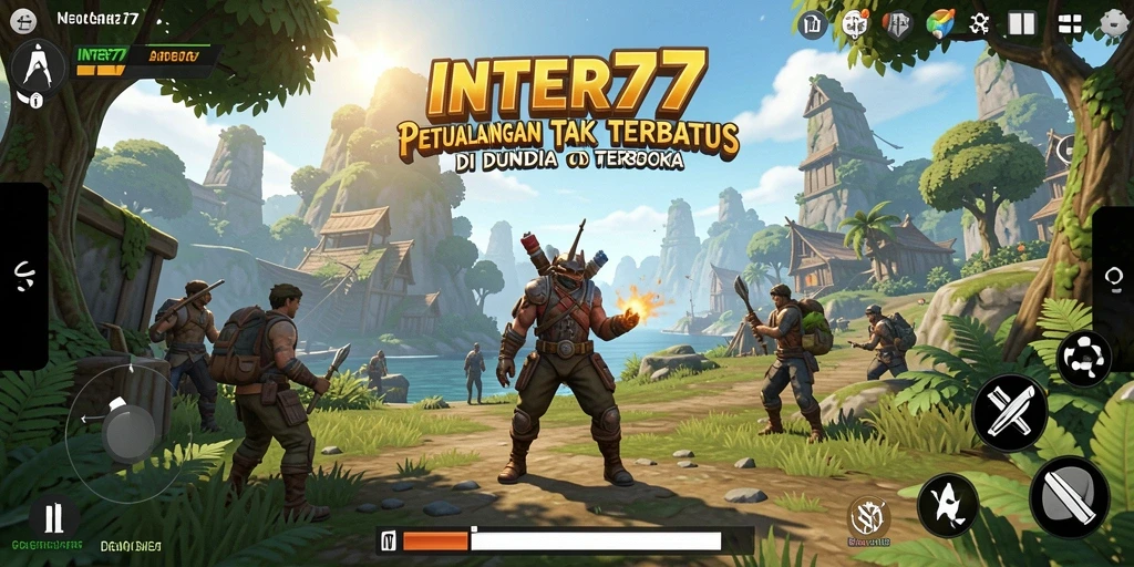 Tampilan gameplay INTER77 menampilkan eksplorasi dunia yang luas dan dinamis.