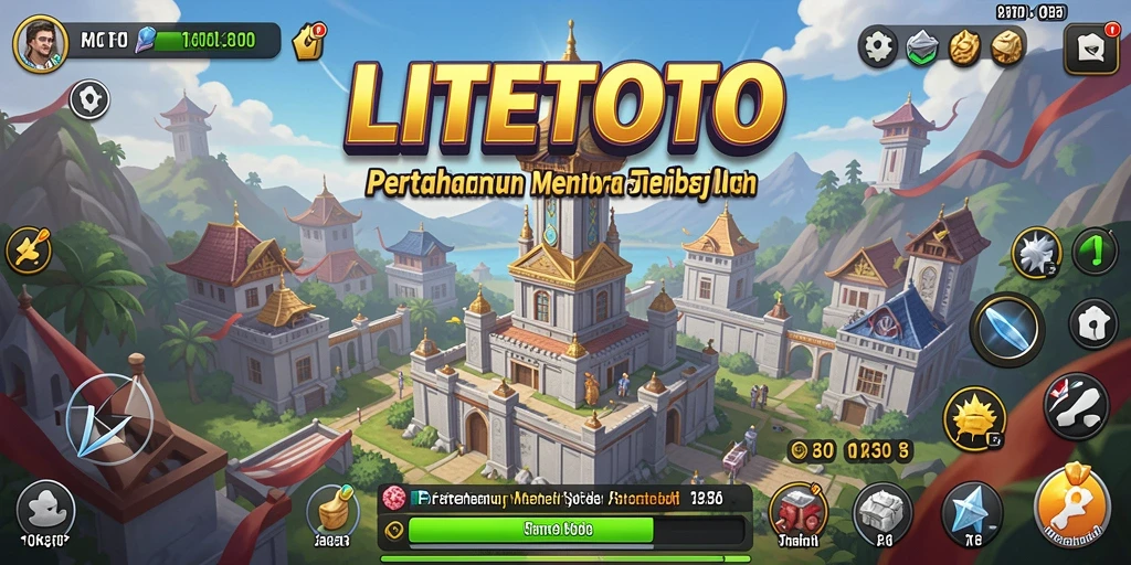 Screenshot gameplay LITETOTO menampilkan menara dan musuh dalam aksi.