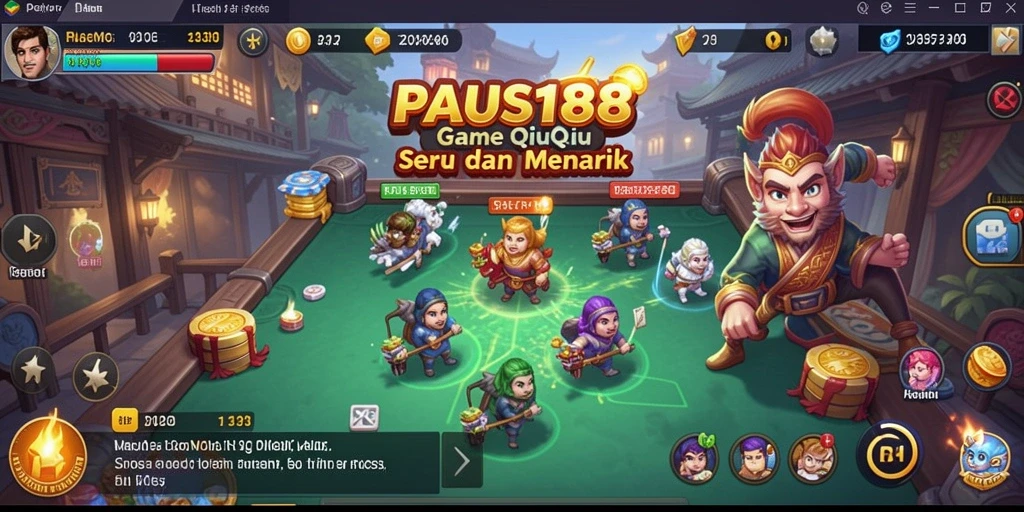 Screenshot gameplay PAUS188 dengan tampilan kartu QiuQiu yang menarik.