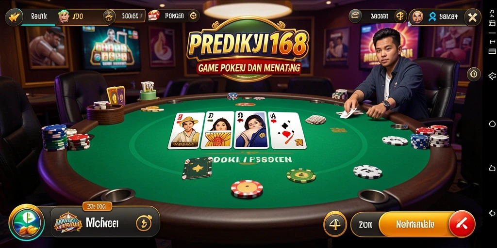 Screenshot gameplay PREDIKSI168 yang menampilkan aksi poker yang mendebarkan.