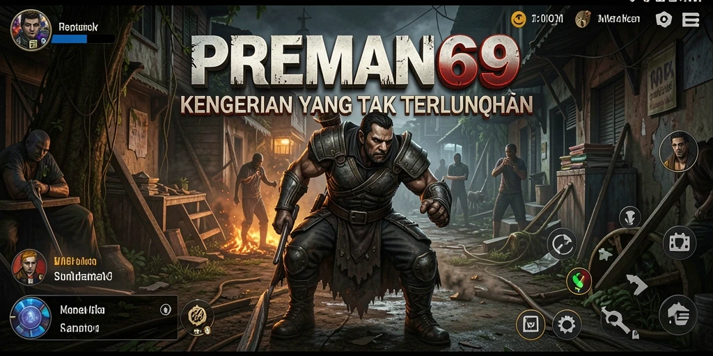 Screenshot gameplay PREMAN69 yang menunjukkan suasana horor mencekam.