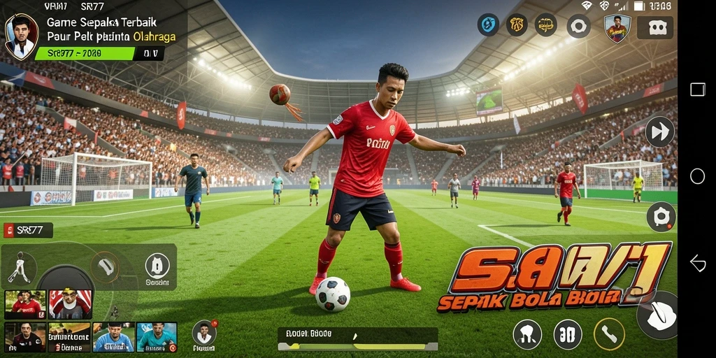 Tampilan gameplay yang mendebarkan dalam SR877 dengan aksi sepak bola yang intens.